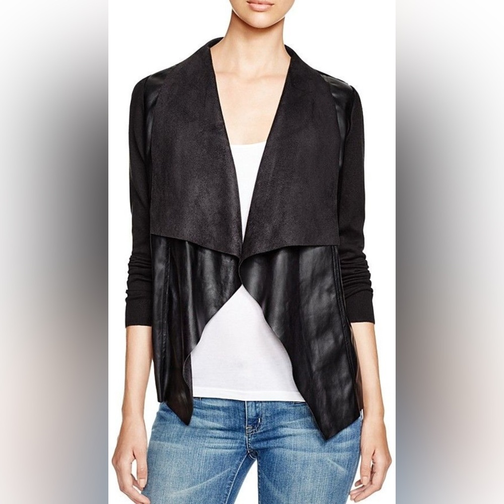 Michael Kors Black Faux Leather & Suede open Blazer/cardigan Size Medium - Picture 12 of 12